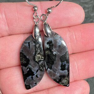 Indigo Gabbro Mystic Merlinite Earrings Stone Crystal Jewelry